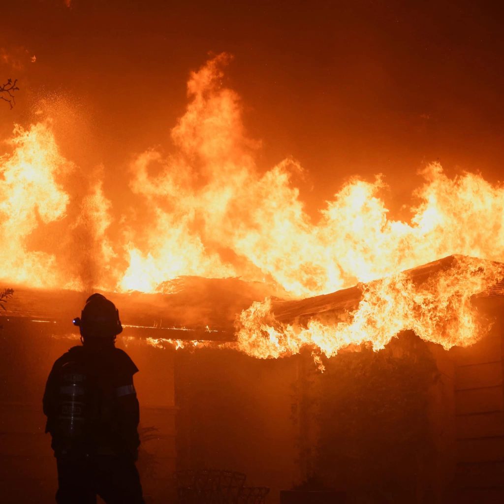 Fireman and fire
